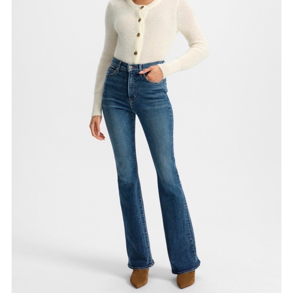 Veronica Beard Medium Blue High-Rise Flare Jeans